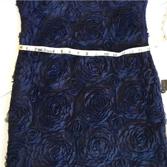Forever 21 bodycon cocktail mini rosette dress navy tulle chiffon ROSE Small S - Picture 6 of 8